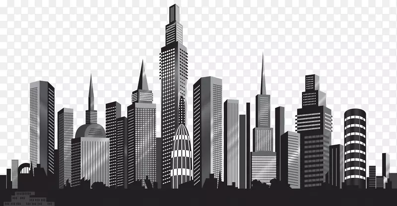 城市景观天际线剪贴画-城市景观剪影