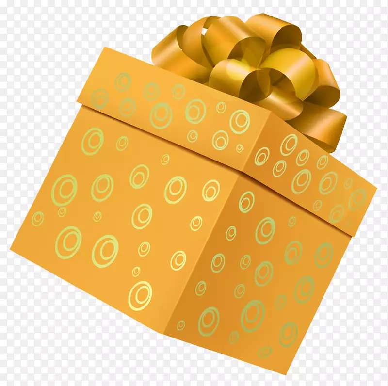 礼品盒剪贴画-黄色礼品盒PNG图片剪贴画