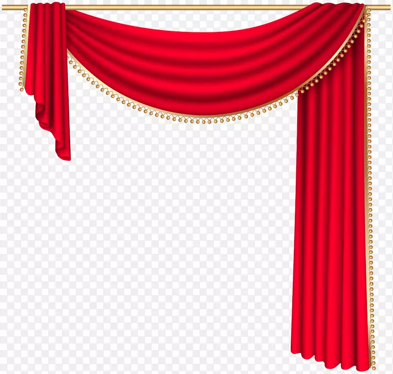 窗帘杆窗剧院窗帘和舞台窗帘剪贴画.红色窗帘透明PNG剪贴画图像