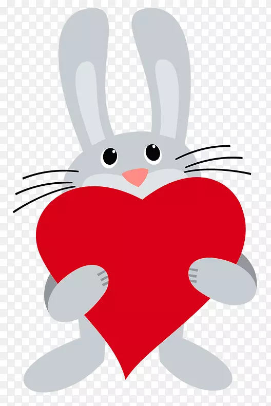 兔子，它是快乐的兔子夹艺术-兔子与心PNG图片