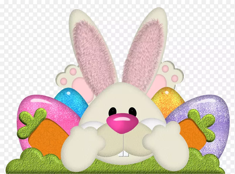 复活节兔子剪贴画-带彩蛋的复活节兔子