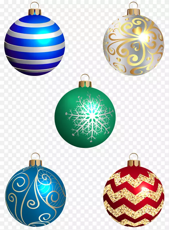 圣诞节装饰品-圣诞球设置透明PNG图像