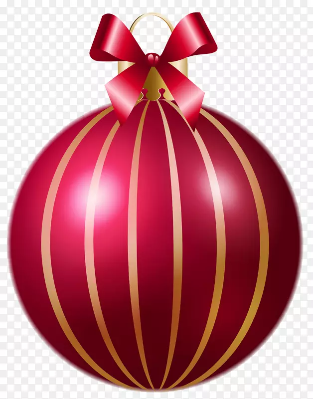 圣诞装饰剪贴画-圣诞红条纹球PNG剪贴画