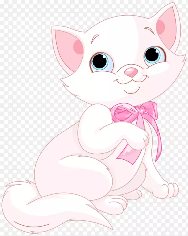 小猫剪贴画-可爱的粉红色和白色猫PNG剪贴画