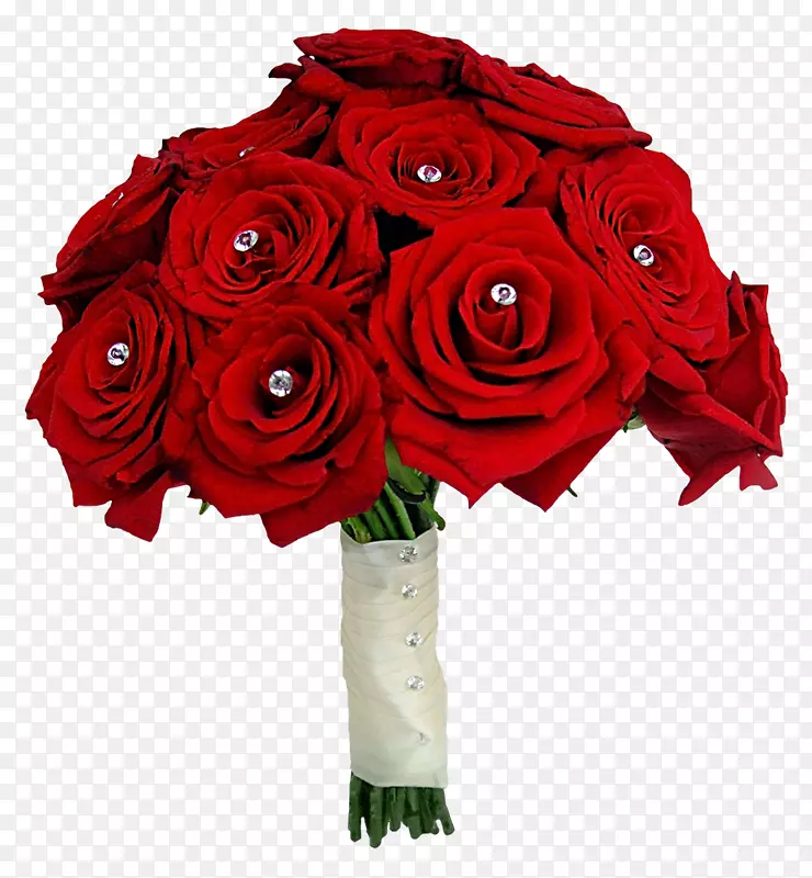 花束玫瑰红婚纱剪贴画-红色玫瑰花束PNG形象