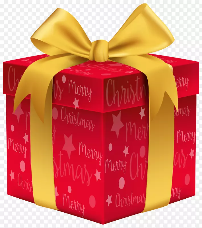 圣诞礼物-圣诞快乐红色礼物PNG剪贴画图片
