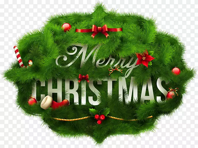 圣诞贺卡绿色插画-圣诞透明的PNG松树装饰