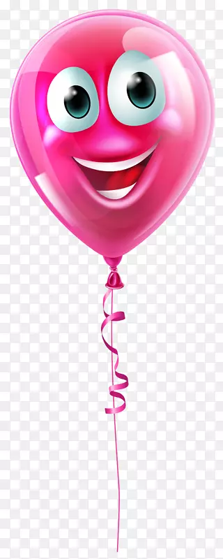 气球脸笑脸图标-粉红色气球与脸PNG剪贴画