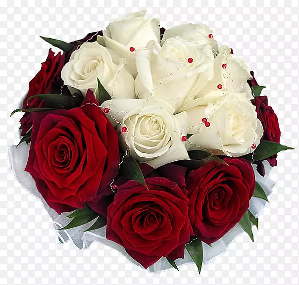花束玫瑰红色剪贴画-白色和红色玫瑰花束PNG透明图片