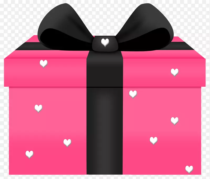 粉红情人节剪贴画-透明粉红礼物，贴心PNG图片