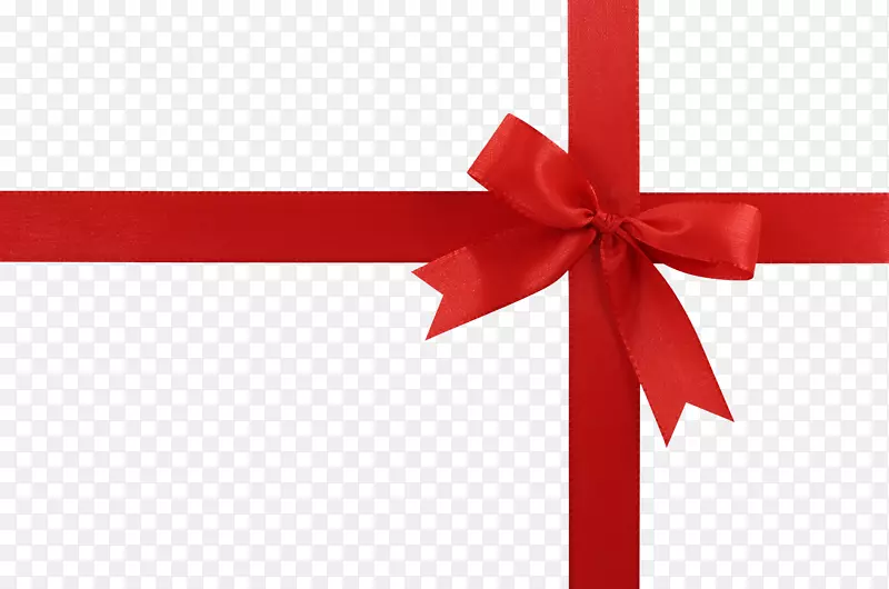 圣诞礼品剪贴画-礼品红丝带PNG图像