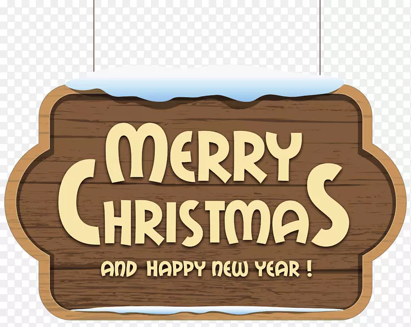 圣诞装饰品圣诞老人剪贴画-圣诞快乐木制标志PNG剪贴画