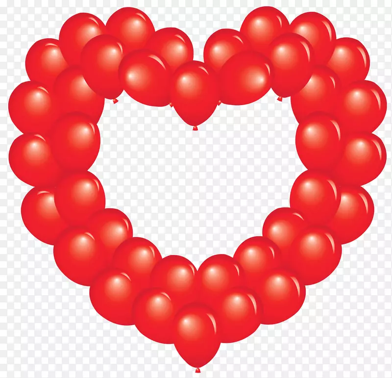 气球心脏夹艺术-透明红色心脏气球PNG剪贴画