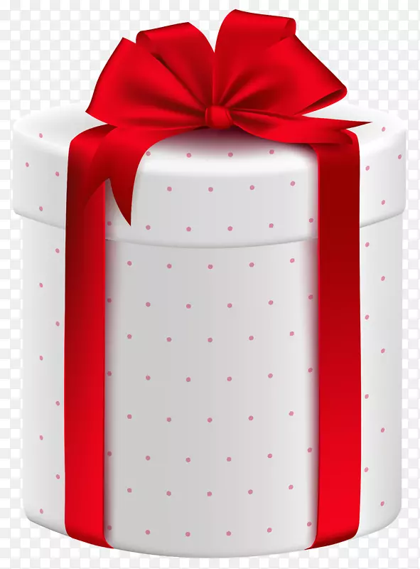 礼品包装盒剪贴画-带红色蝴蝶结剪贴画的白色礼品盒