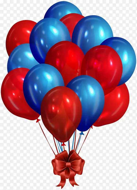 气球蓝色剪贴画-蓝色红气球团剪贴画png图像