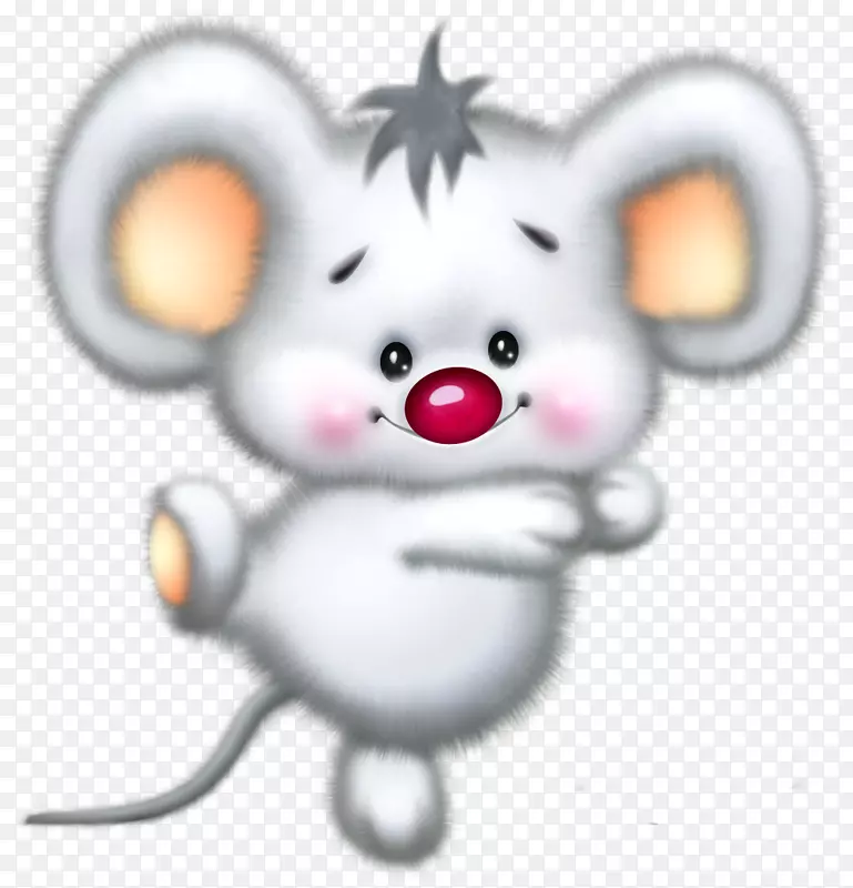 嗅探电脑鼠标卡通-可爱的白老鼠卡通剪贴画