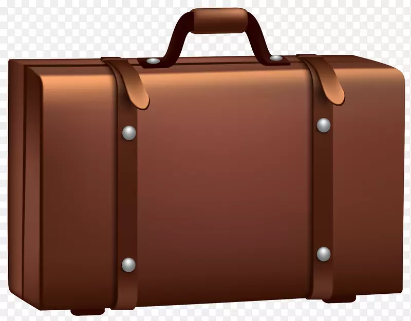 手提箱行李夹艺术-棕色行李箱PNG剪贴画图片