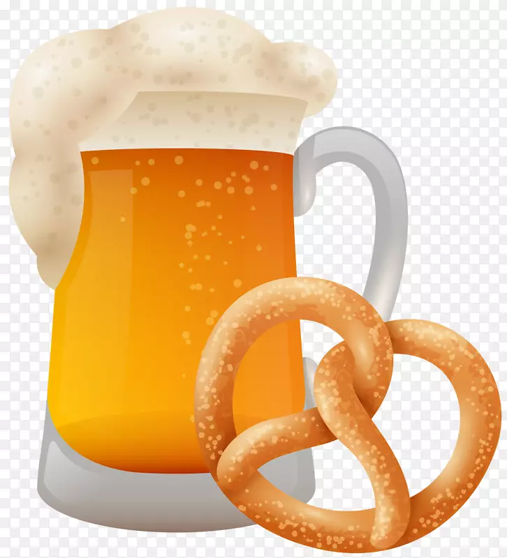 啤酒节啤酒剪贴画-带啤酒杯的烤盘-PNG剪贴画