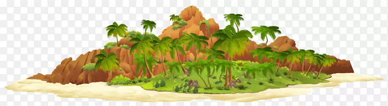 岛屿可伸缩图形剪贴画-带棕榈树的岛屿png剪贴画