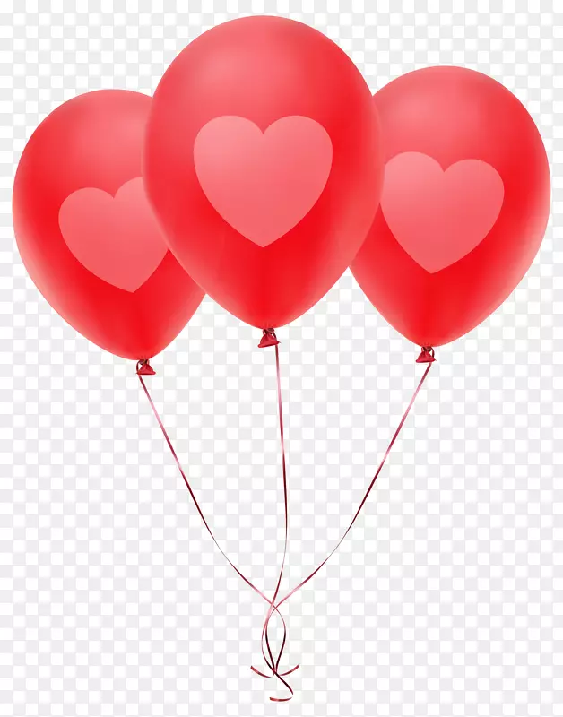 红气球-红色气球心透明PNG剪贴画图像
