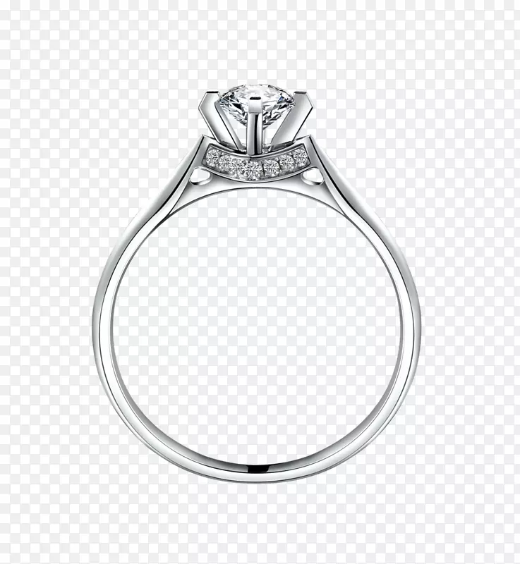 订婚戒指钻石剪贴画-镶有钻石PNG的银戒指