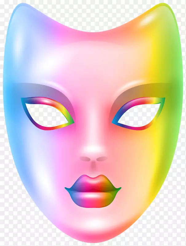 面具面部剪贴画-狂欢节脸面具彩虹PNG剪贴画图像