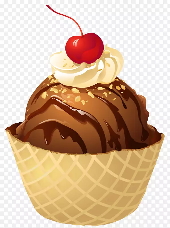 巧克力冰淇淋华夫饼圣代-透明巧克力冰淇淋华夫饼碗png图片