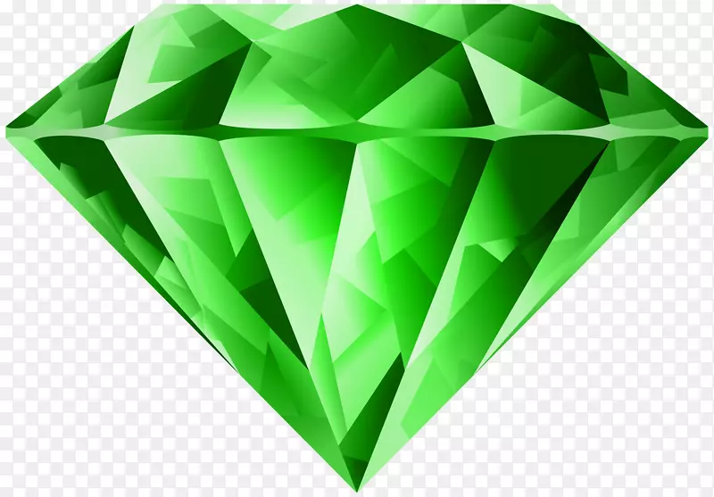 蓝色钻石剪贴画-绿色钻石透明PNG剪贴画图像