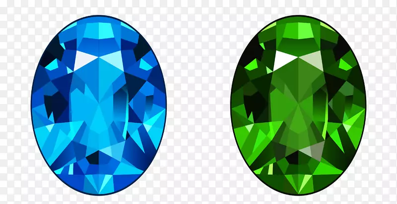 宝石钻石黄玉剪贴画-透明蓝绿钻石PNG剪贴画