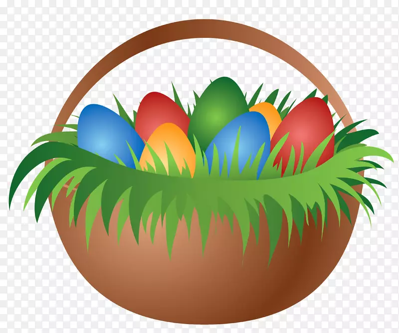 复活节兔子彩蛋复活节篮夹艺术-绘有复活节彩蛋的复活节篮子