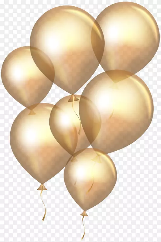 气球-透明金气球PNG剪贴画