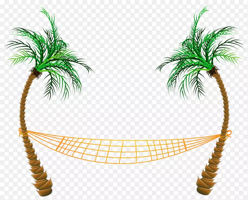 沙滩剪贴画-透明棕榈滩吊床