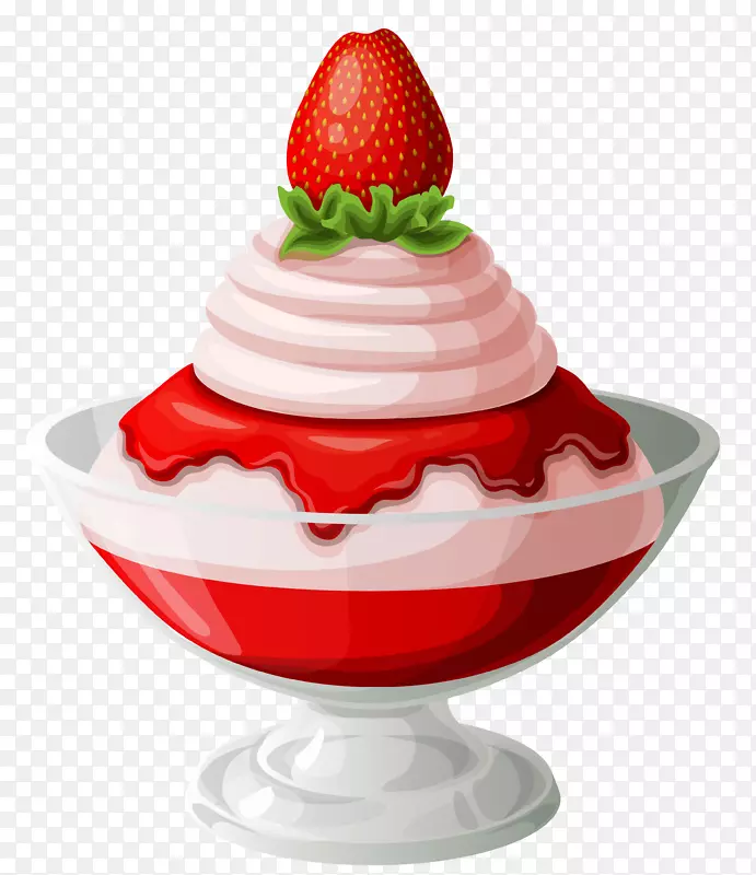 冰淇淋圆锥形圣代草莓冰淇淋圣代透明图片