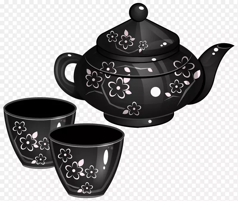 茶具咖啡夹艺术-茶艺套装PNG剪贴画