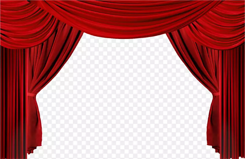 窗帘布和舞台窗帘剪辑艺术-红色窗帘PNG