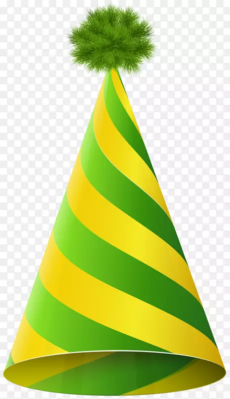 派对帽生日剪贴画-派对帽绿黄透明PNG剪贴画形象