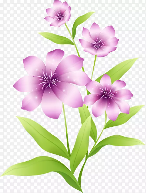 花粉红紫色剪贴画-大浅粉花剪贴画