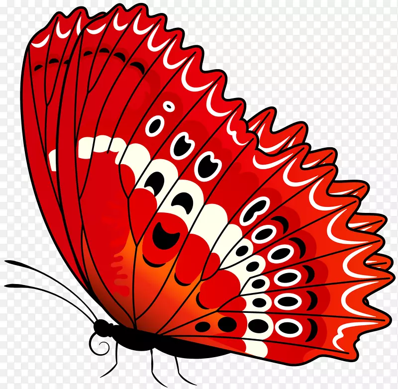 蝴蝶剪贴画-蝴蝶红色透明剪贴画图像