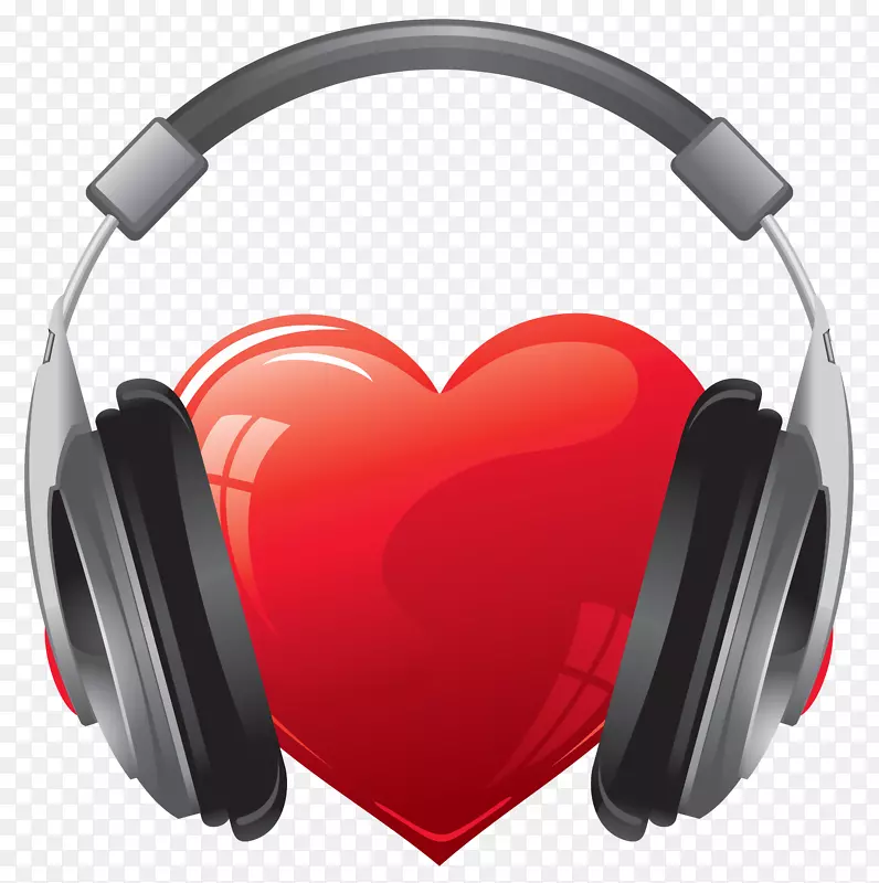 耳机心脏夹艺术-带耳机的心PNG剪贴画
