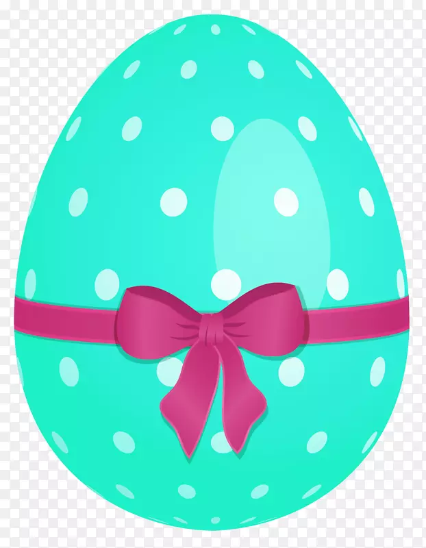 复活节兔子复活节彩蛋剪贴画-天蓝色复活节彩蛋带绿色蝴蝶结