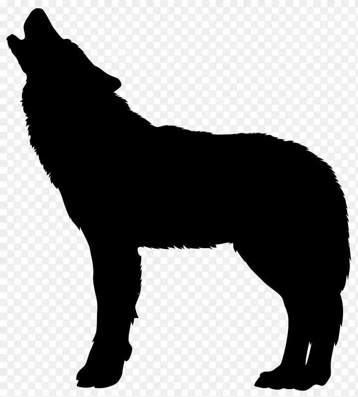 犬种马黑白相间狼轮廓PNG透明剪贴画形象