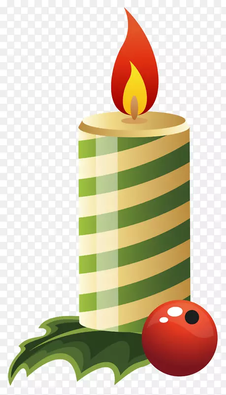 圣诞烛光剪贴画-绿色圣诞蜡烛PNG剪贴画