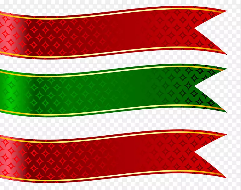 旗帜红色剪贴画-绿色和红色横幅设置PNG剪贴画