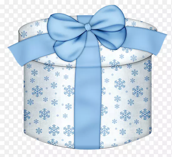 礼品蓝色剪贴画-白色和蓝色圆形礼品盒PNG剪贴画