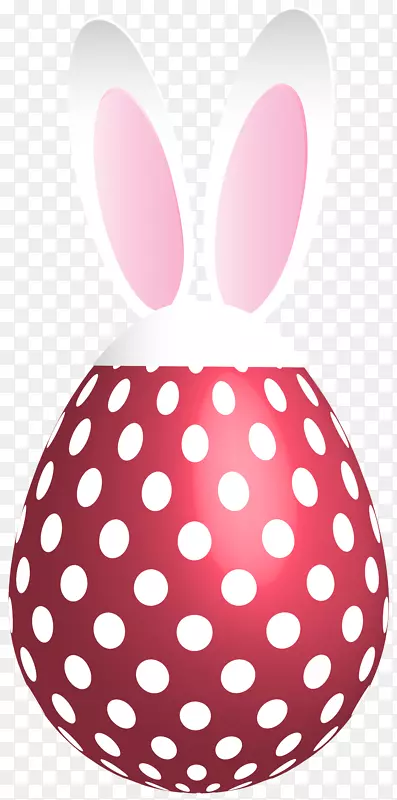 波尔卡点摄影剪贴画-复活节点的兔子蛋红色透明PNG剪贴画
