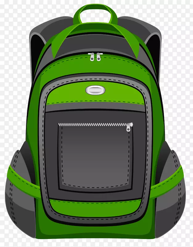 背包剪贴画-黑色和绿色背包PNG剪贴画