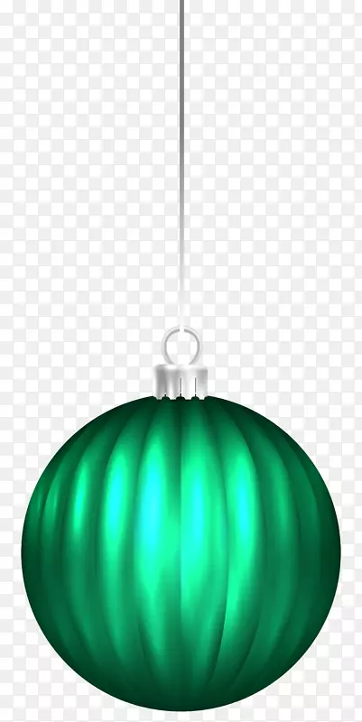 点亮绿色圣诞点缀插图-绿色圣诞球饰品PNG剪贴画图像