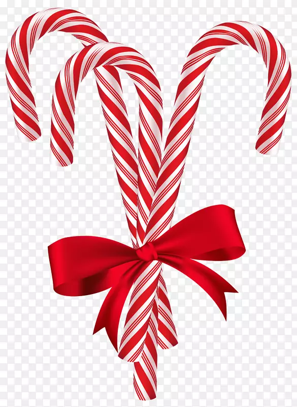 糖果手杖圣诞卡片圣诞老人圣诞树-带有红色蝴蝶结的糖果手杖