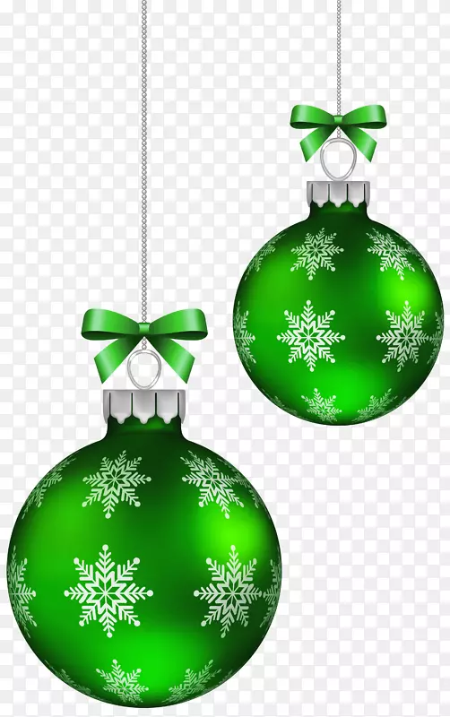 绿色圣诞球装饰PNG剪贴画