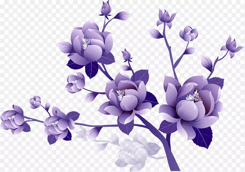 紫花剪贴画-透明的大紫花剪贴画